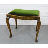 Mahogany stool with slip in seat on cabriole legs, 45 x 51cm