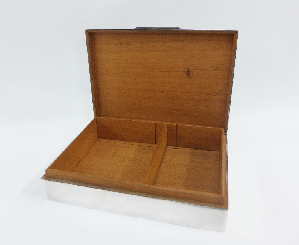 Silver table box, Viners Ltd, Sheffield 1960, with engine turned hinged lid and cedar lined - Image 2 of 3