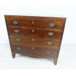 19th century mahogany chest with four long drawers, 93 x 97cm