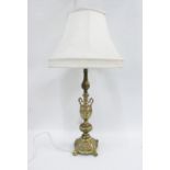 Gilt metal table lamp base and shade