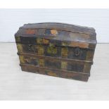 Domed top and brass bound storage trunk, 62 x 95cm