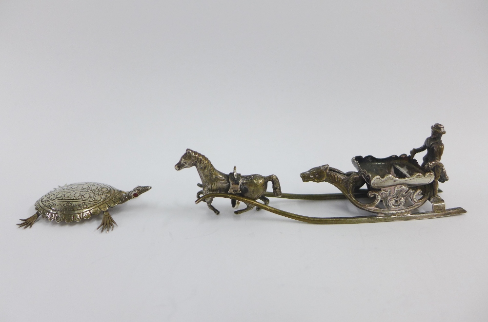 Seven various Chinese silver and white metal figures together with a boat, rickshaw and turtle, - Image 2 of 4