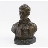 Robert Burns bronze bust, signed H.S Gamley and dated 1907, on a black hardstone plinth base, 14.5cm