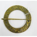Early Scottish brass Plaid brooch, 11.5cm diameter