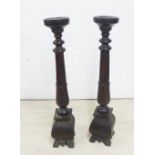Large pair of wooden candles sconces, 125cm high (2)