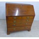 19th century mahogany bureau chest with a fall front, pull out slides and four graduating long