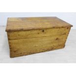 Pine storage trunk with hinged top, 50 x 102cm