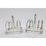 Pair of silver toast racks, Henry Atkin, Sheffield 1917, 7cm long (2)