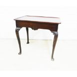 Mahogany side table with rectangular top with shell carved frieze and cabriole legs, 74 x 80cm