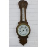 Oak cased wall barometer 85cm