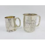 Victorian silver christening mug, London 1891, 9cm high, together with a smaller silver