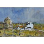 Frank White, Doo'cot Above East Linton, Pen and ink with watercolour, signed in pencil and dated '80