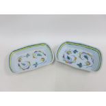 Two Buchan Stoneware dishes in Sutherland pattern, 29cm long (2)