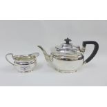 George V silver teapot and cream jug, George Edward & Sons, Sheffield 1917, (2)