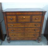 Victorian mahogany Scotch chest with breakfront top over three short and three graduating long