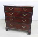 19th century mahogany chest, the rectangular top with moulded edge above four graduating long