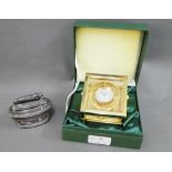 Ronson Crown table lighter and a Sewills gilt metal clock, boxed (2)