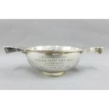 George V silver presentation Quaich, inscribed (miniature replica) West End Thirty Golf Club (