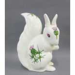 Plichta Pottery squirrel painted with thistle pattern, with printed backstamps, 13cm high