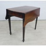 Rosewood Pembroke table on square tapering legs, 72 x 98cm