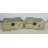 A pair of vintage pig skin blanket box / storage chests, 40 x 82cm (2)