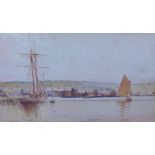 Eyres Simmons, (1872-1955) On the Penryn River, watercolour, signed, in a glazed and ornate giltwood