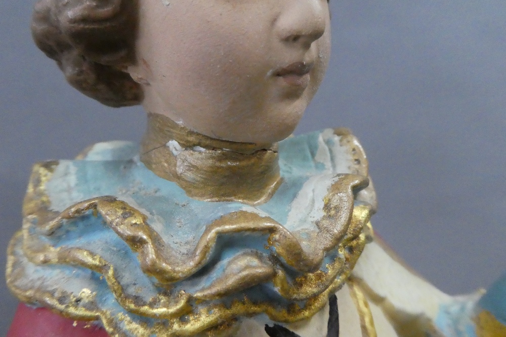 White painted plaster Madonna bust, Infant Jesus of Prague figure and another (3) tallest 40cm - Image 5 of 6