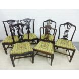 Matched group of six 19th century chairs, with vertical splat backs and upholstered slip in seats,95