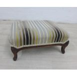 Upholstered footstool with cabriole legs, 35 x 45cm