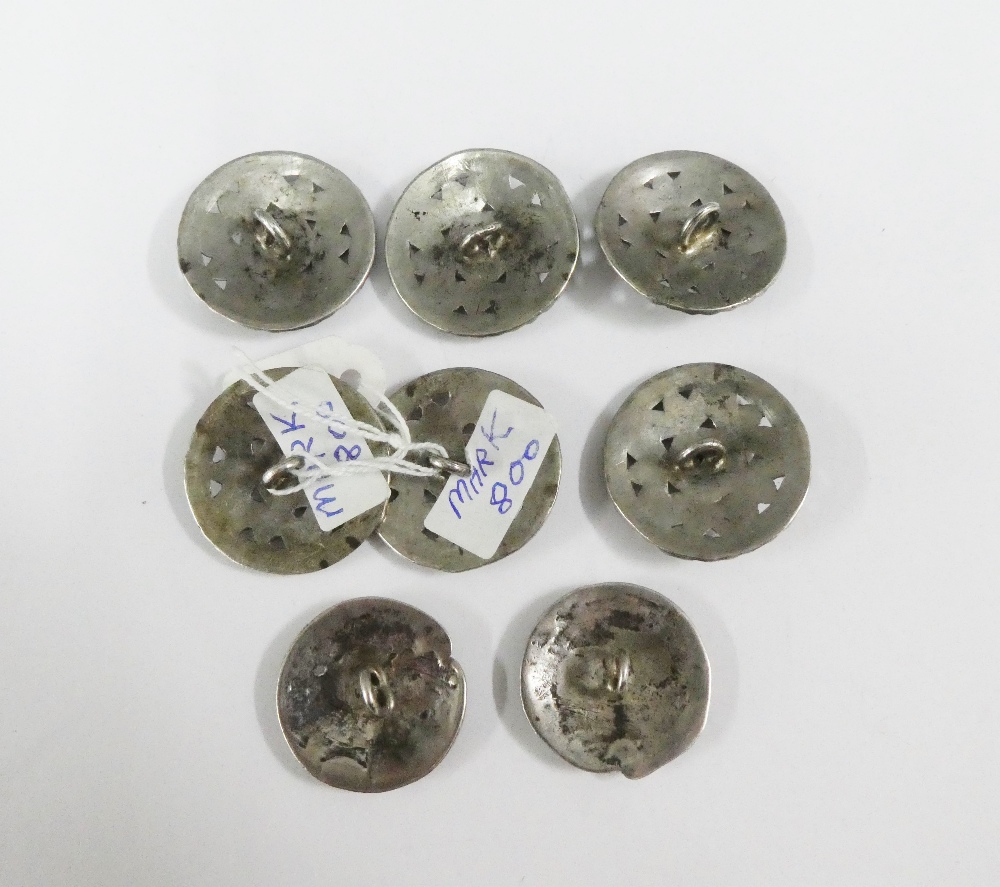 A collection of silver buttons to include two London silver and six others marked 800 (8) - Image 2 of 2