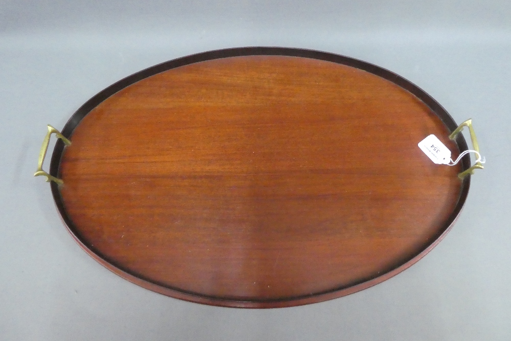 Mahogany oval tray with brass handles together with a 19th century rosewood and brass mounted box ( - Image 2 of 3