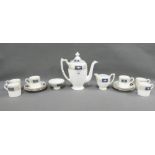 Coalport Palladian pattern coffee set comprising six coffee cans, six saucers, coffee pot, cream jug