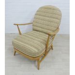 Ercol light elm / beech armchair with stick back and loose cushions 76 x 71cm