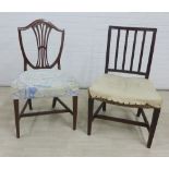 Mahogany shield back side chair and another (2)