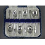 George VI silver coffee / teaspoons, Birmingham 1941, in fitted case (6)