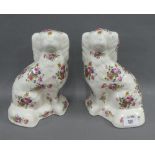 Pair of Staffordshire Ironstone chimney spaniels, 24cm high (2)