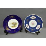 Coalport handpainted porcelain cabinet plate, signed Schofield, together with a Coalport plate, (2)