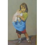 Lucy Poett, ARBS, (contemporary Scottish school) Gipsy Girl with Baby, oil on canvas, signed with