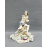 Late 18th / early 19th century porcelain figure group, after Meissen, depicting a Bacchus wearing