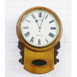 19th century mahogany cased wall clock, the dial inscribed Crawford Cumnock, 60 x 42cm