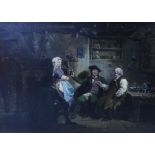 Joseph Bartholomew Kidd (1806 - 1889) Interior Tavern Scene with figures, Oil on canvas, signed,