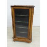 Rosewood and inlaid music cabinet with a three quarter brass gallery top, glass door to front and