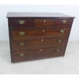 19th century mahogany chest, the rectangular top over three short and three long drawers, 92 x 122cm