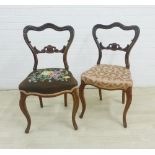 Pair of mahogany side chairs with upholstered seats and cabriole legs, 85 x 46cm (2)