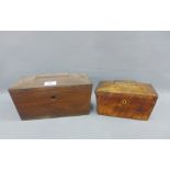 Two rosewood sarcophagus shaped tea caddy, largest 28 x 15cm (2)
