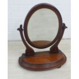 Victorian mahogany dressing table mirror with oval plate and lift up base, 62 x 55cm