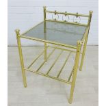 Brass and smoked glass side table, 38 x 32cm