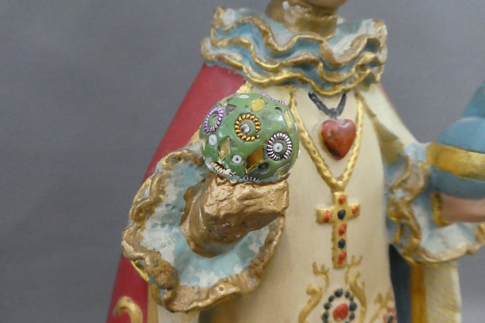White painted plaster Madonna bust, Infant Jesus of Prague figure and another (3) tallest 40cm - Image 6 of 6