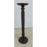 Mahogany torchere with spiral and bobbin column, 115 x 30cm