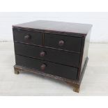 Miniature stained pine four drawer cabinet, 24 x 32cm